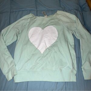 Mint Green Sweatshirt with Heart Design